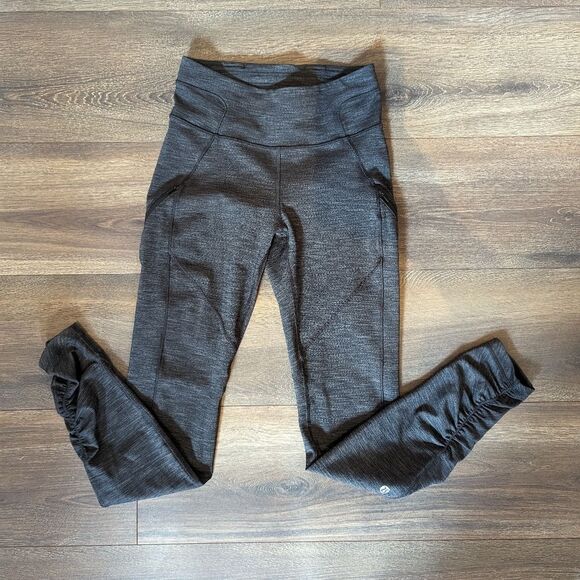 Lululemon Rain-On Train-On Tights Heathered Grey Size 4 - Picture 4 of 5